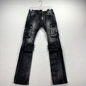 Evolution In Design Stacked Cargo Jeans Boys‎ 20 28x32* Gray Denim Pants Grunge